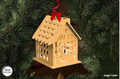 Christmas House Candle Holder SVG