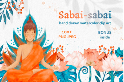 Buddha watercolor clip art
