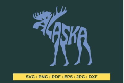 Alaska Moose Word Art SVG Cut File