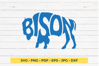 Bison Shape Word SVG File - Digital Cut File