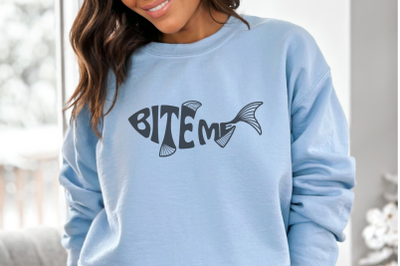 Bite Me Word art in the shape of a fish SVG Cut File
