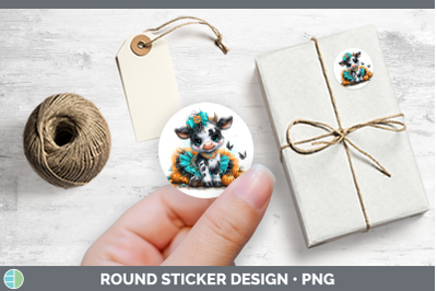 Farm Halloween Cow Stickers | Round Labels Designs