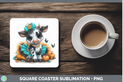 Cow Square Coaster Farm Halloween Sublimation Drink Mat Desi