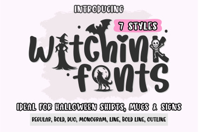 Witchink Font Bundle  Cute Halloween Handwritten Fonts Pack