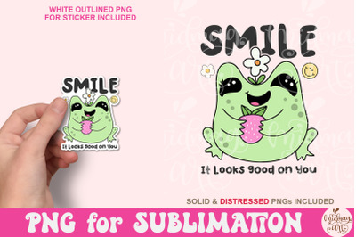 Smile it Looks Good on You PNG, Positive Mental Health PNG, Frog Lover