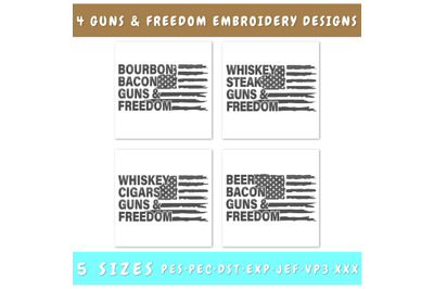 Guns and Freedom Embroidery Designs Bundle - 4 Designs, PES Files