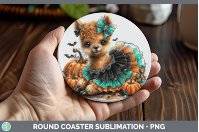 LLama Round Coaster Farm Halloween Sublimation Coaster Desig