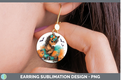 Horse Round Earrings Farm Halloween Sublimation Earrings Des