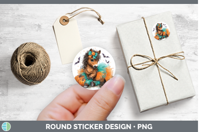 Farm Halloween Horse Stickers | Round Labels Designs