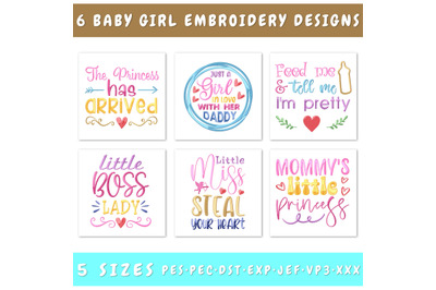 Baby Girl Embroidery Designs Bundle - 6 Designs, Little Miss Steal You