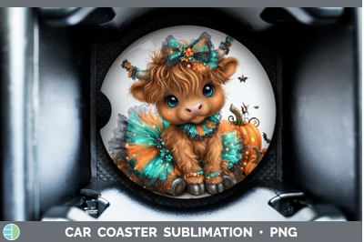 Highland Cow Car Coaster Farm Halloween Sublimation Drink Ma