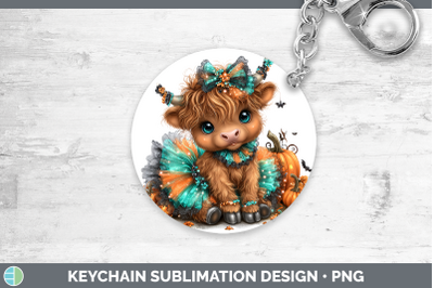 Highland Cow Keychain Farm Halloween Sublimation Keyring Des