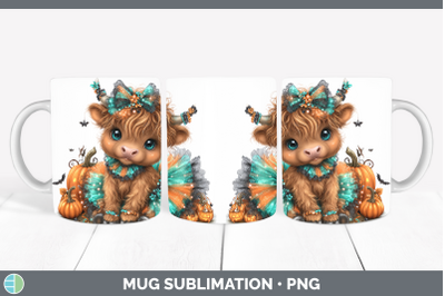 Highland Cow Mug Wrap Farm Halloween Sublimation Coffee Cup