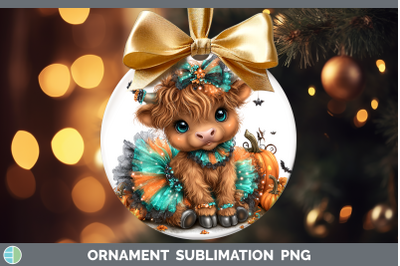 Highland Cow Ornament Farm Halloween Sublimation Bauble Desi