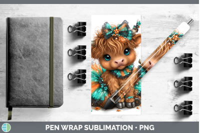 Highland Cow Pen Wrap Farm Halloween Sublimation Pen Designs