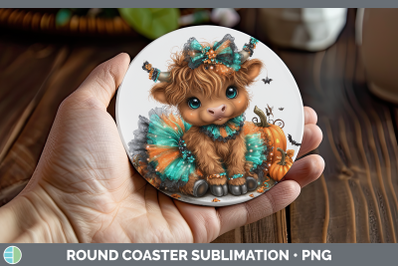 Highland Cow Round Coaster Farm Halloween Sublimation Coaste