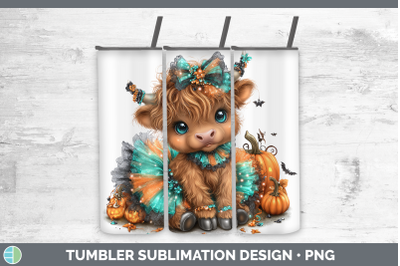 Highland Cow Tumbler Farm Halloween Sublimation 20 oz Skinny