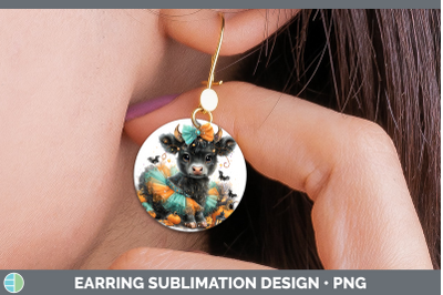 Bull Round Earrings Farm Halloween Sublimation Earrings Desi