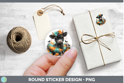 Farm Halloween Bull Stickers | Round Labels Designs