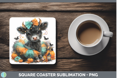 Bull Square Coaster Farm Halloween Sublimation Drink Mat Des