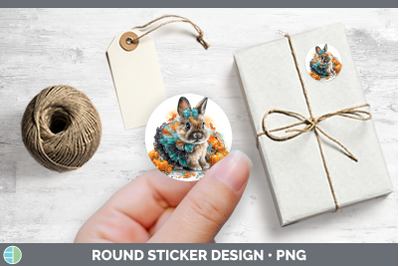 Farm Halloween Bunny Stickers | Round Labels Designs