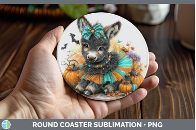 Donkey Round Coaster Farm Halloween Sublimation Coaster Desi