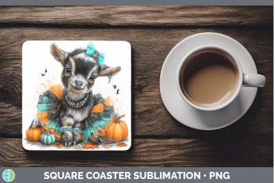 Goat Square Coaster Farm Halloween Sublimation Drink Mat Des