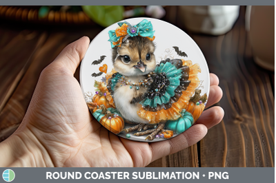 Guinea Hen Round Coaster Farm Halloween Sublimation Coaster