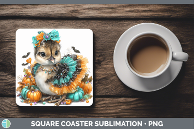 Guinea Hen Square Coaster Farm Halloween Sublimation Drink M