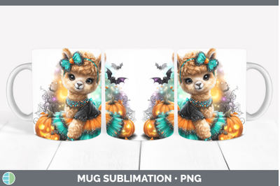 Alpaca Mug Wrap Farm Halloween Sublimation Coffee Cup Design
