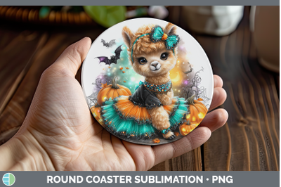 Alpaca Round Coaster Farm Halloween Sublimation Coaster Desi