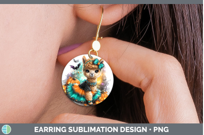 Alpaca Round Earrings Farm Halloween Sublimation Earrings De