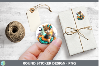 Farm Halloween Alpaca Stickers | Round Labels Designs