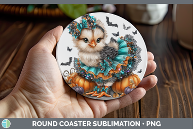 Chicken Round Coaster Farm Halloween Sublimation Coaster Des