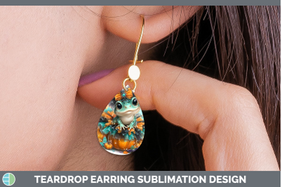 Bullfrog Teardrop Earrings Farm Halloween Sublimation Earrin