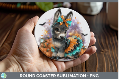 Mule Round Coaster Farm Halloween Sublimation Coaster Design