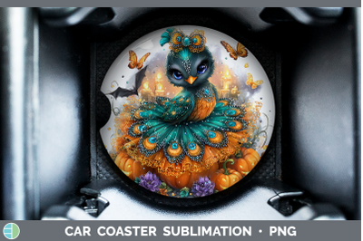 Peacock Car Coaster Farm Halloween Sublimation Drink Mat Des