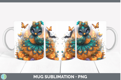 Peacock Mug Wrap Farm Halloween Sublimation Coffee Cup Desig