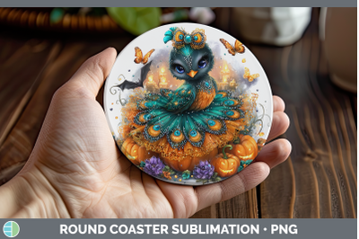Peacock Round Coaster Farm Halloween Sublimation Coaster Des