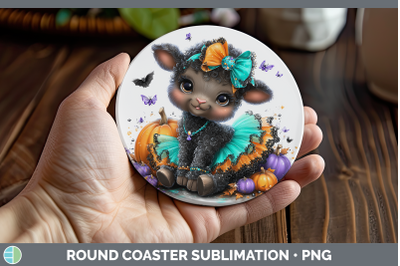 Sheep Round Coaster Farm Halloween Sublimation Coaster Desig
