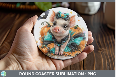 Pig Round Coaster Farm Halloween Sublimation Coaster Designs
