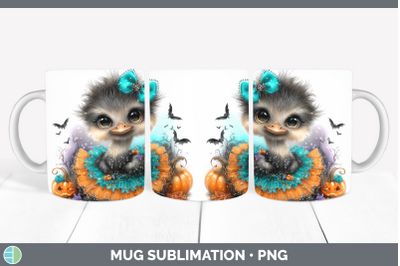 Ostrich Mug Wrap Farm Halloween Sublimation Coffee Cup Desig