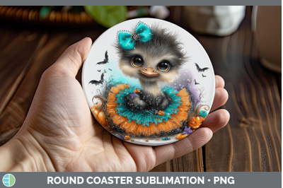 Ostrich Round Coaster Farm Halloween Sublimation Coaster Des