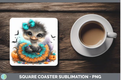 Ostrich Square Coaster Farm Halloween Sublimation Drink Mat