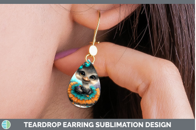 Ostrich Teardrop Earrings Farm Halloween Sublimation Earring
