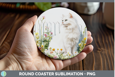Angora Round Coaster Fence Cats Sublimation Coaster Designs