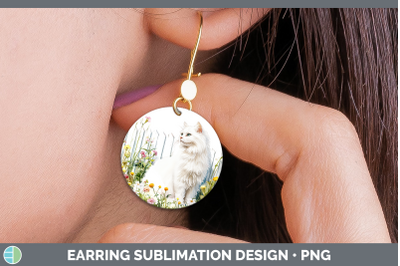 Angora Round Earrings Fence Cats Sublimation Earrings Design