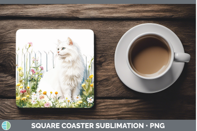 Angora Square Coaster Fence Cats Sublimation Drink Mat Desig