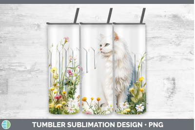 Angora Tumbler Fence Cats Sublimation 20 oz Skinny Tumbler D
