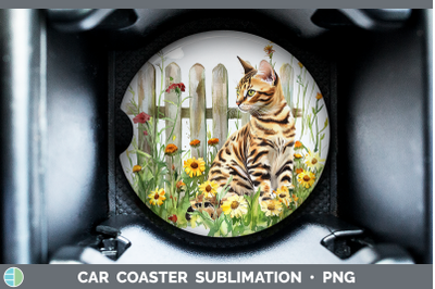 Bengal Car Coaster Fence Cats Sublimation Drink Mat Designs